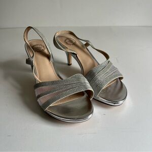 I. Miller Glitter Silver Heel Shoes, Retro Style, Size 7.5W - New